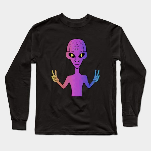 Funny Alien Purple Long Sleeve T-Shirt by SartorisArt1